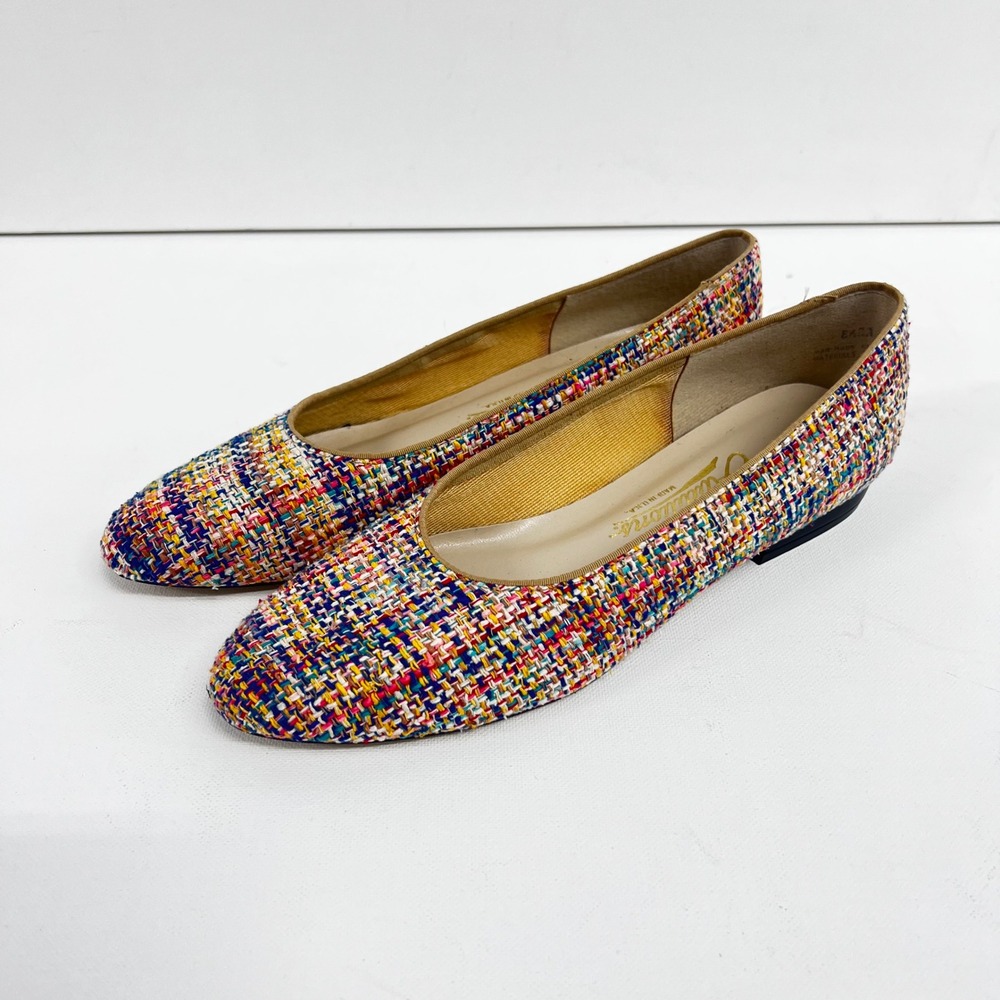Auditions Womens Multi Color Woven Tweed Ballet Flats Almond Toe Low Heel USA